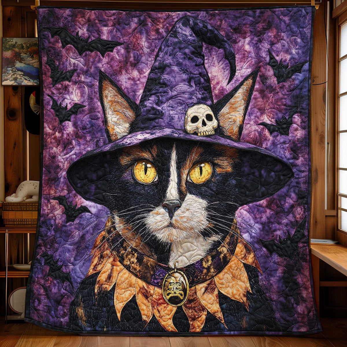 Purple Witch Hat Cat WY1001201CL Quilt