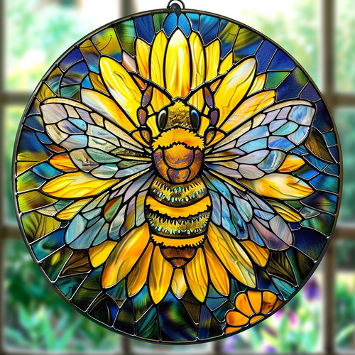 Queen Bee XR2208034CL Stained Glass Suncatcher