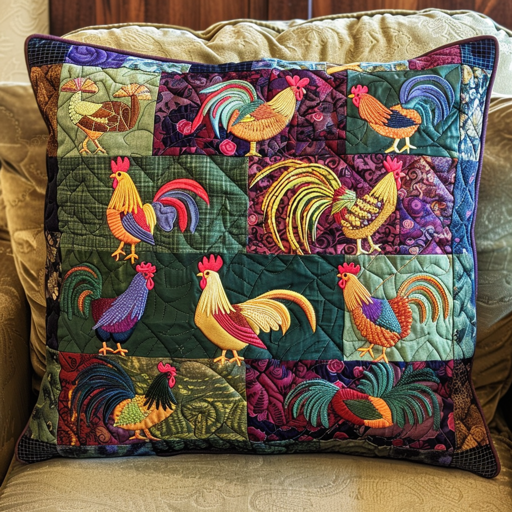 Radiant Roosters XR3107039CL Quilt Pillow Case