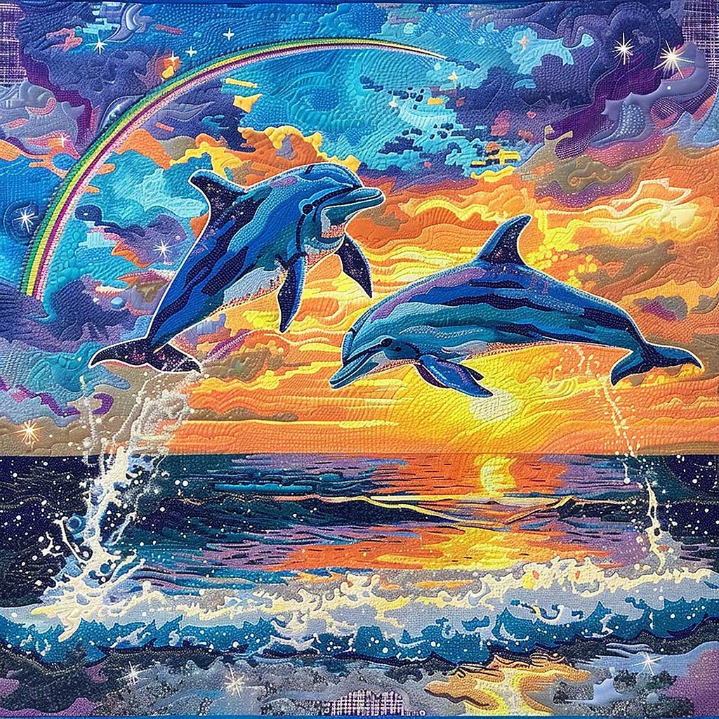 Rainbow Dolphins WM0909019CL Quilt