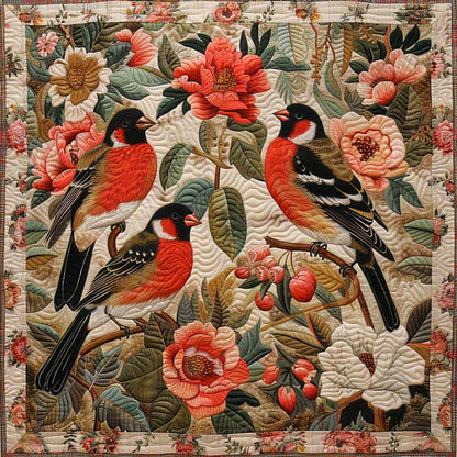 Red And Black Bullfinches WM2308084CL Quilt