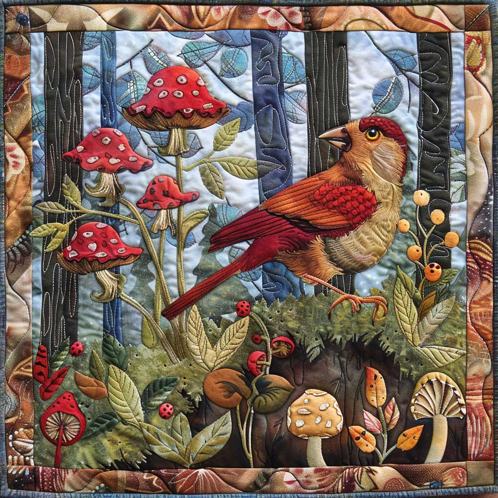 Red Bird In Forest WM0308012CL Quilt