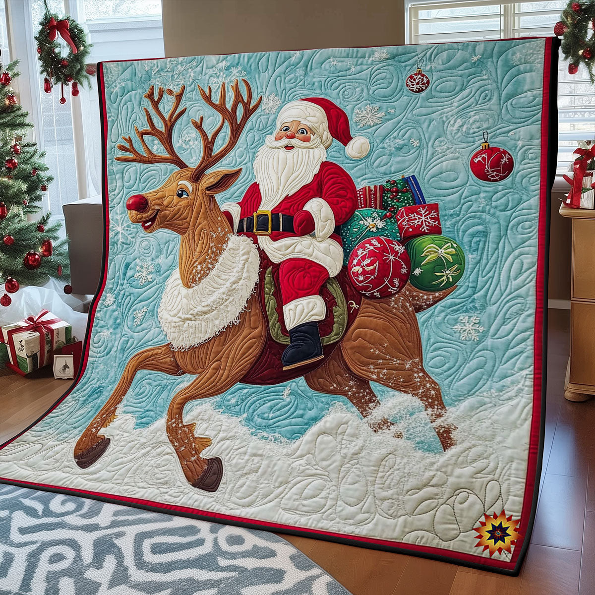 Reindeer Santa WY1212013CL Quilt