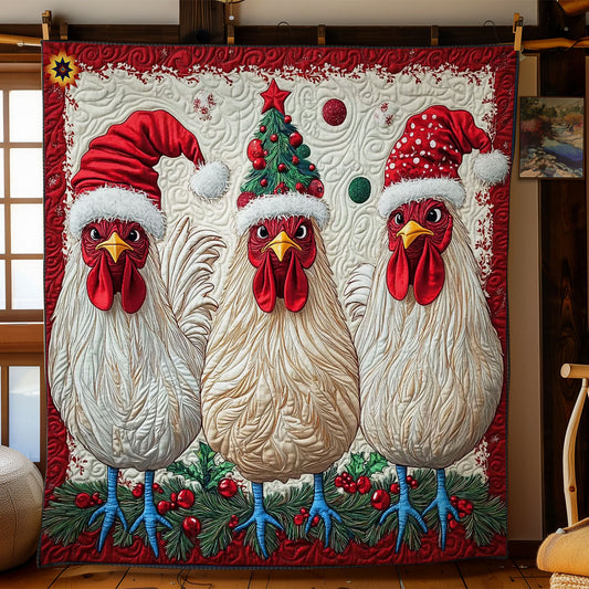 Santa White Chicken WY1212022CL Quilt