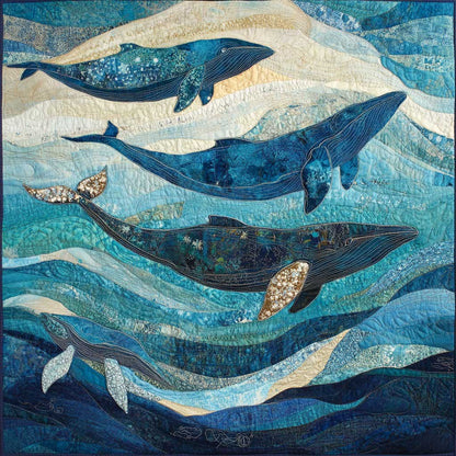 Sea Whales Family WM0608020CL Quilt