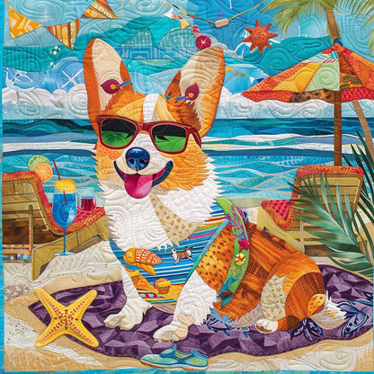Shineful Corgi Beach WM2308004CL Quilt