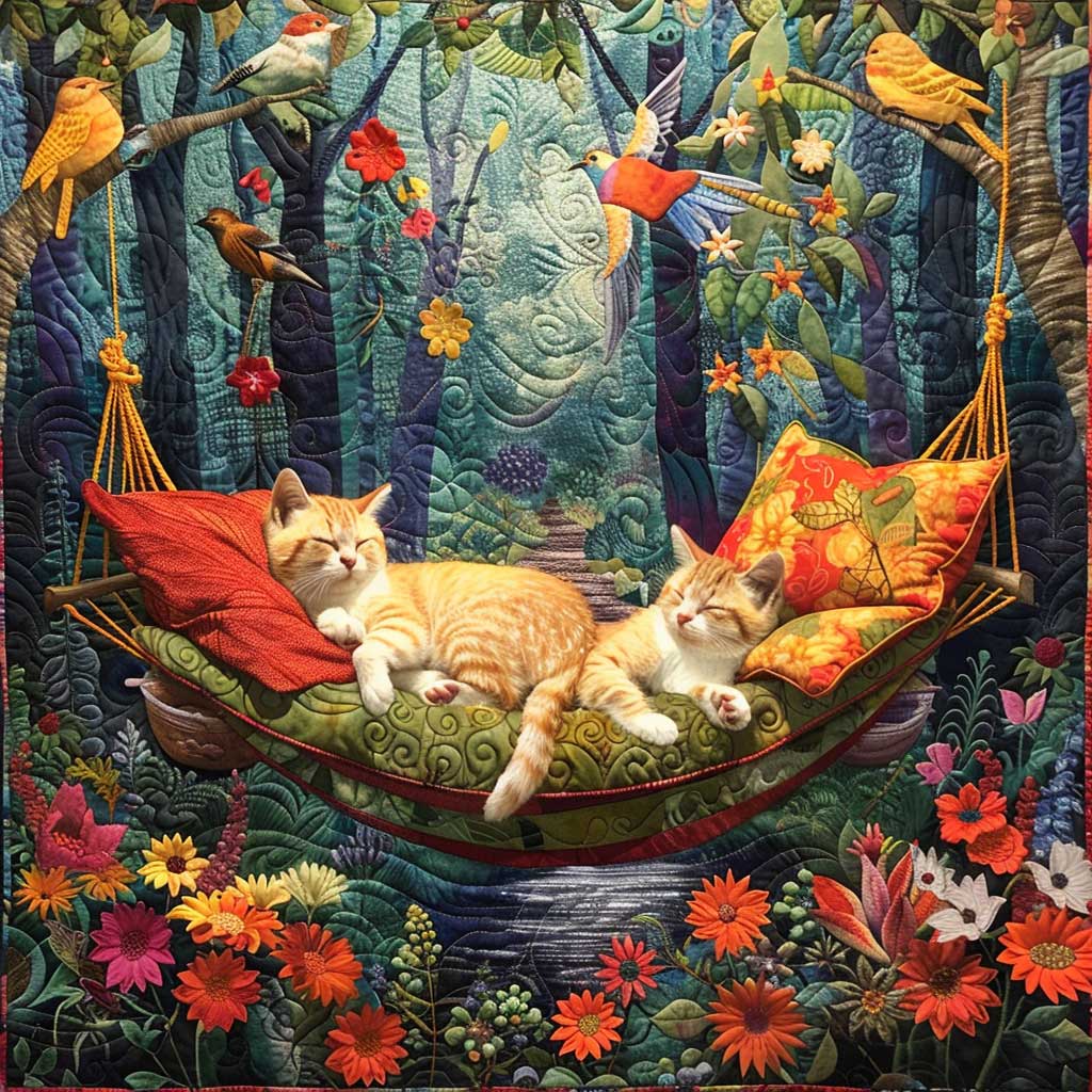 Sleeping Cat In The Garden WJ0609025CL Quilt