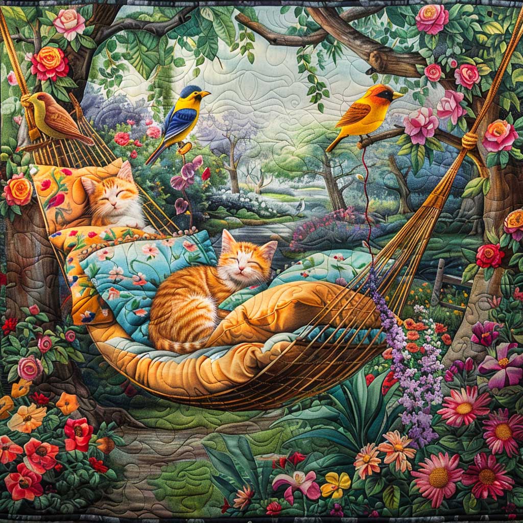 Sleeping Cat In The Garden WJ2708024CL Quilt