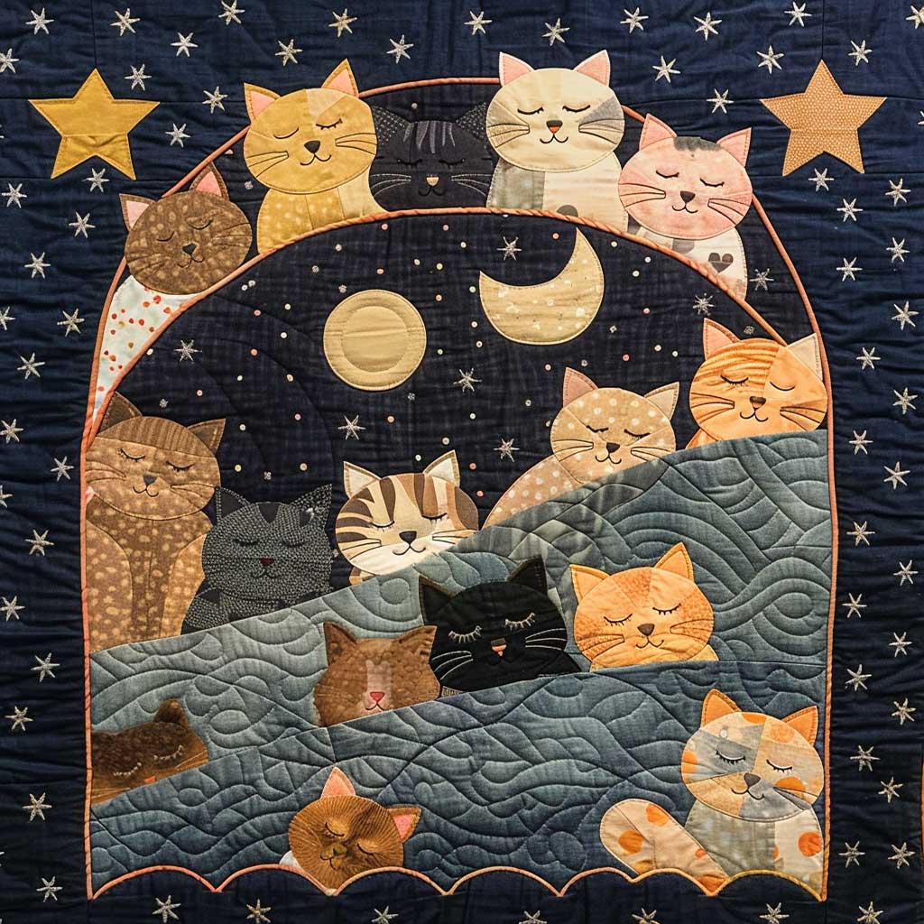 Sleeping Cat Over The Moon WJ1608021CL Quilt