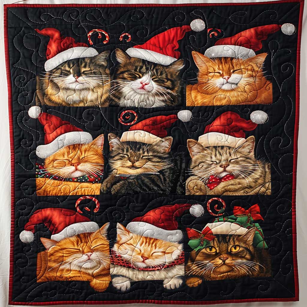 Sleeping Christmas Cat WJ1608023CL Quilt