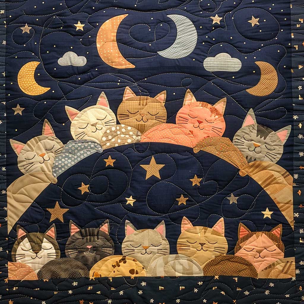 Sleeping Cat Over The Moon WJ0609027CL Quilt