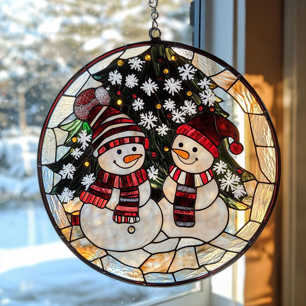 Snowman WJ2111045CL Stained Glass Suncatcher