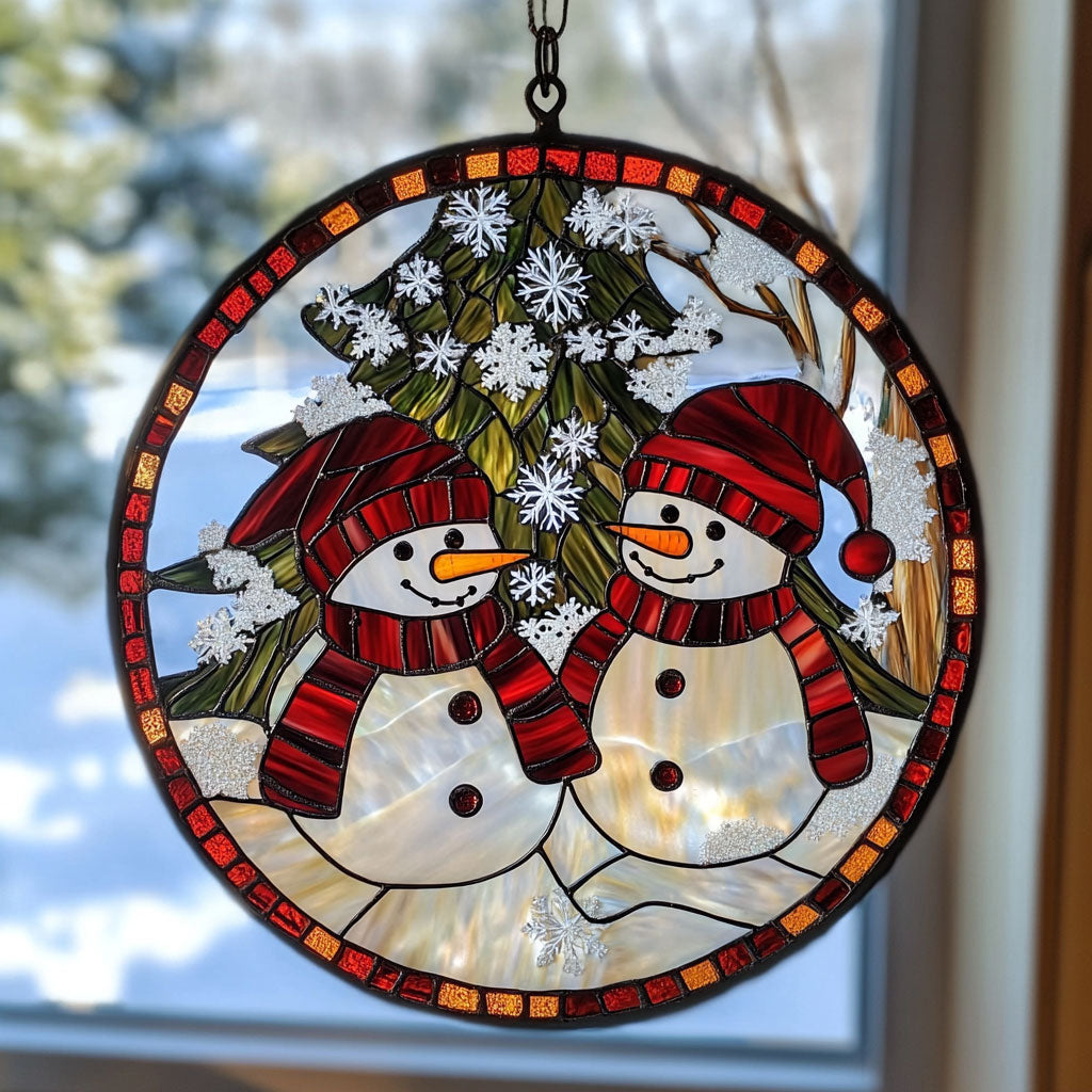 Snowman WJ2111046CL Stained Glass Suncatcher