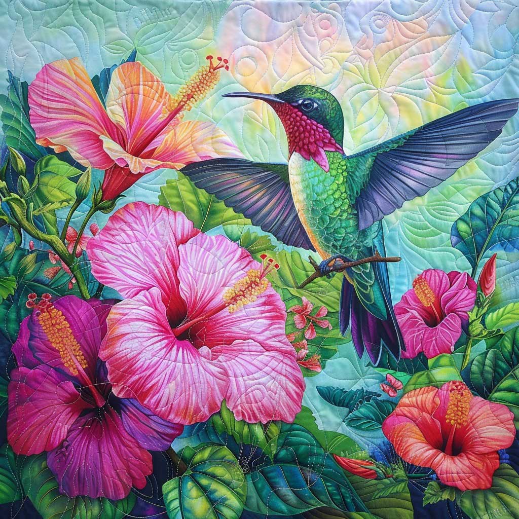 Spring Blooming Hummingbird WM2308048CL Quilt