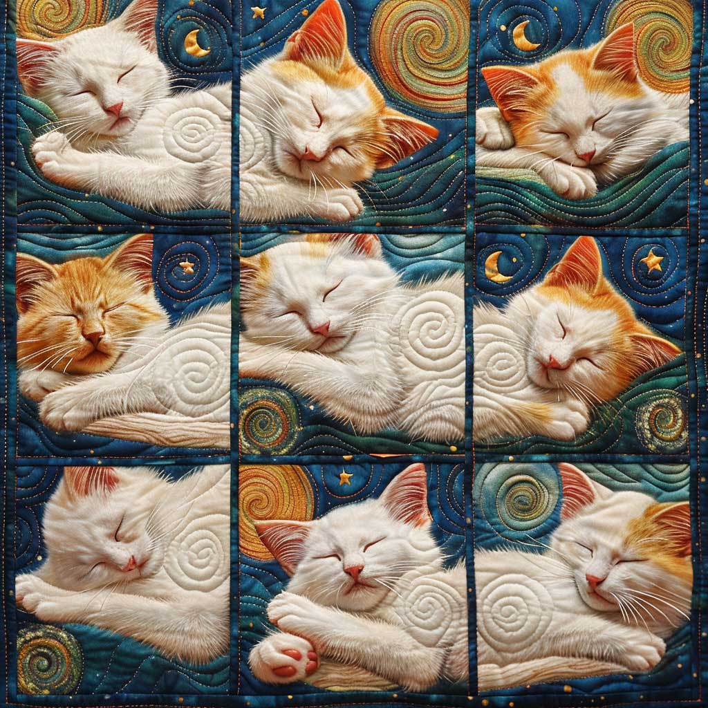 Starry Night Sleeping Cat WM2408001CL Quilt