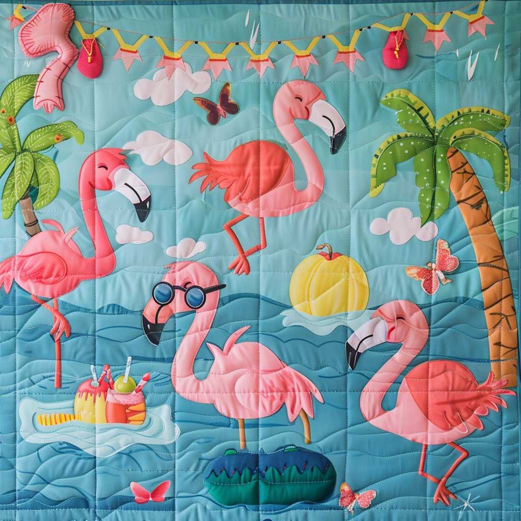 Summer Flamingoes WM2907002CL Quilt