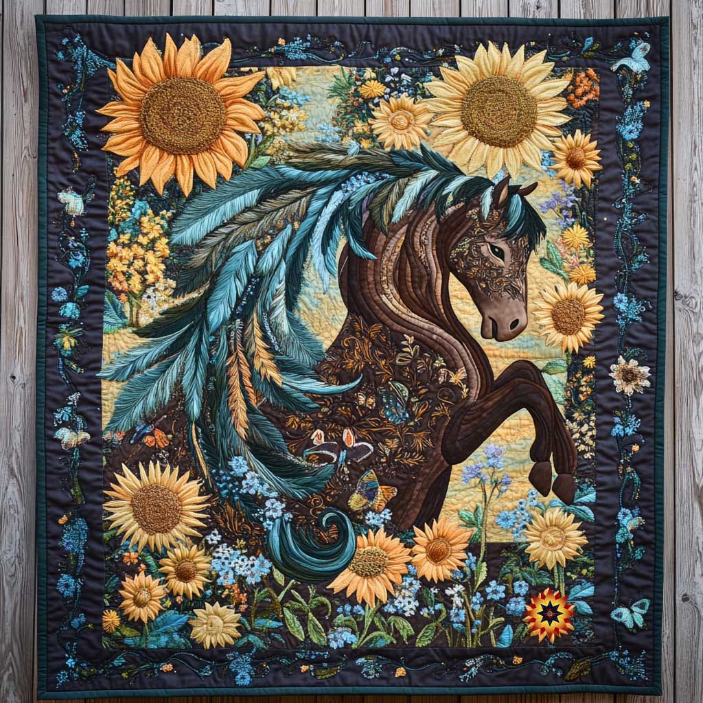 Sunflower Brown Horse WP1911029CL Quilt