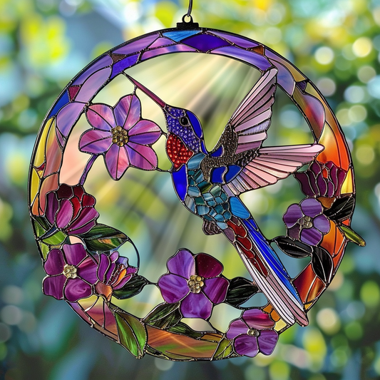 Sunlight Hummingbird XR2008047CL Stained Glass Suncatcher