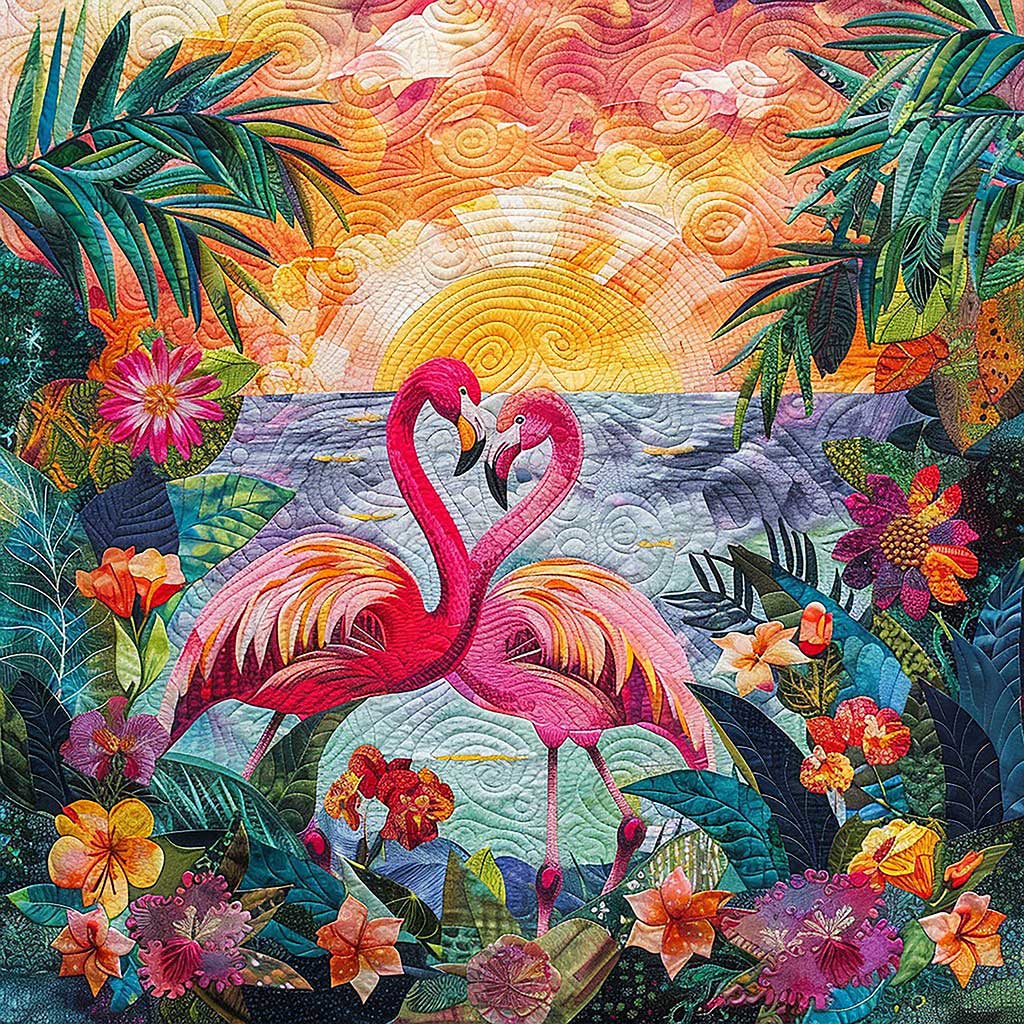 Sunset Love Flamingo WM1408052CL Quilt