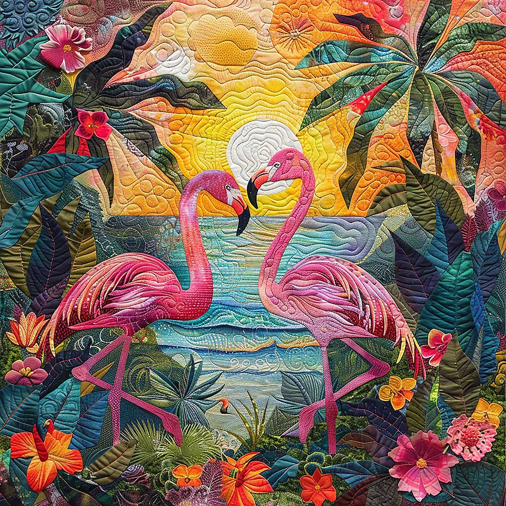 Sunset Love Flamingo WM1508061CL Quilt