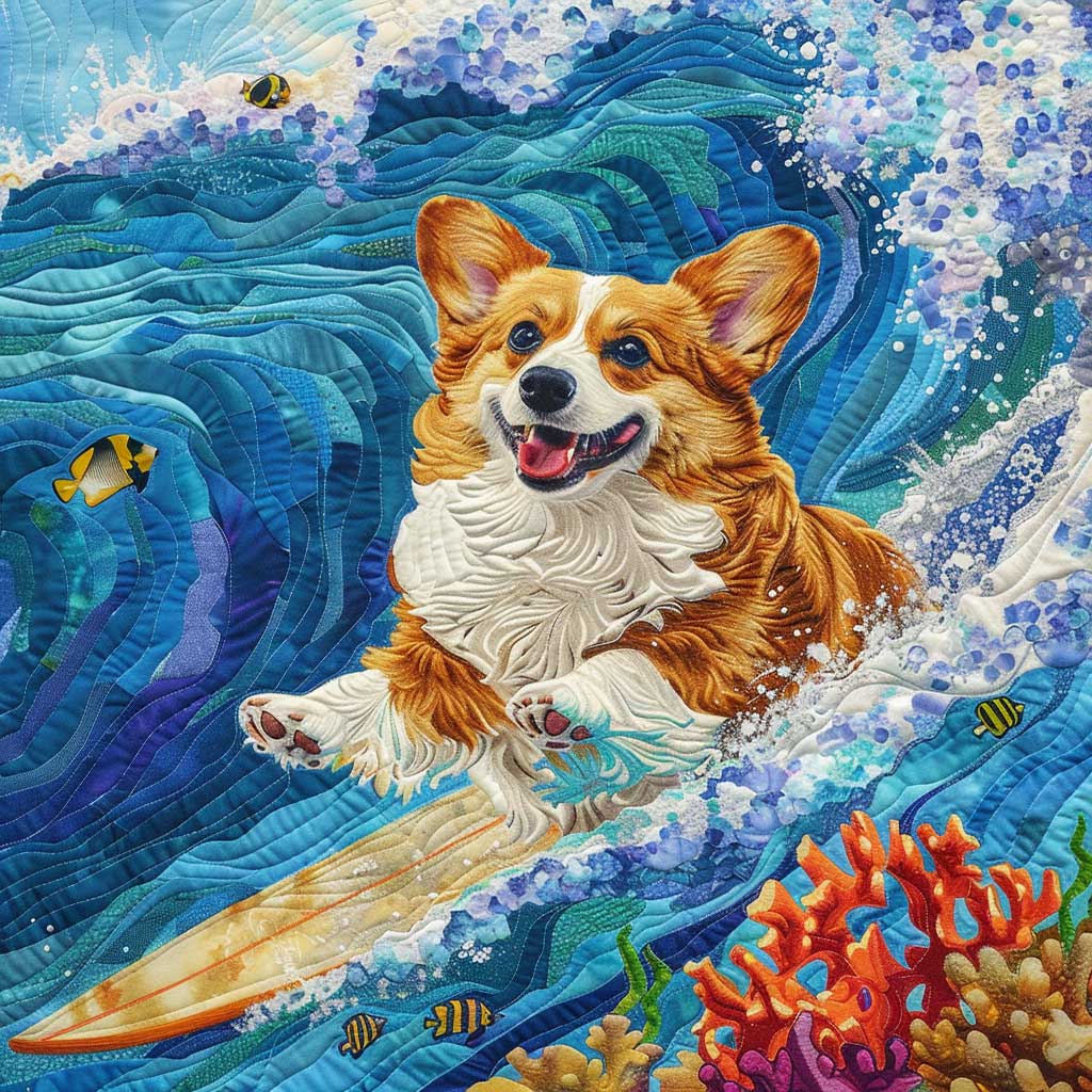 Surfing Corgi WJ1409027CL Quilt