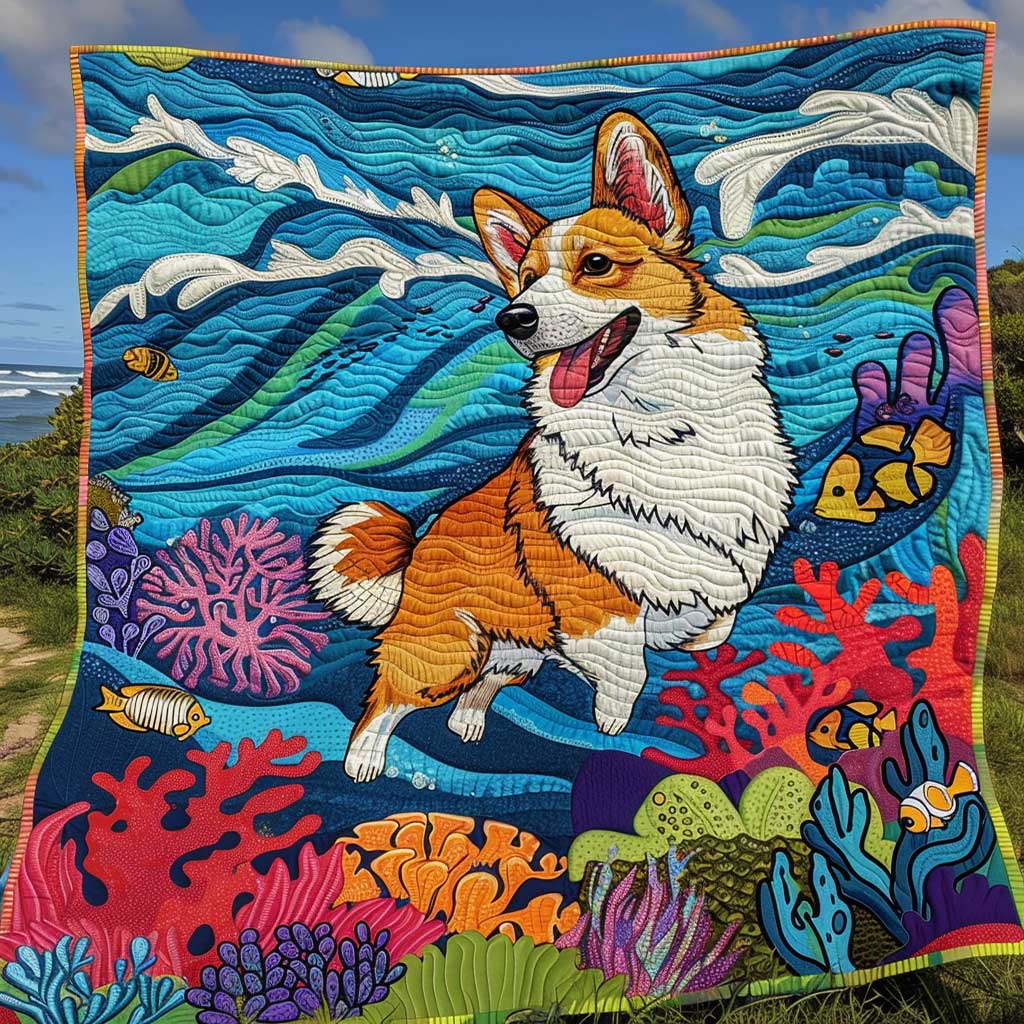 Swimming Corgi WJ1409028CL Quilt