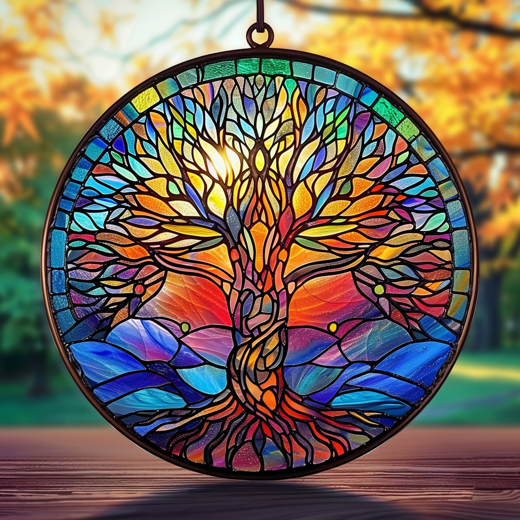 Tree Of Life XR2208030CL Stained Glass Suncatcher