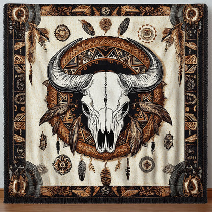Tribal Buffalo Skull CW2601013CL Woven Throw Blanket