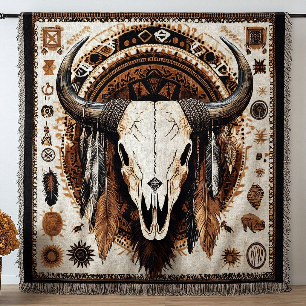 Tribal Skull CW2601014CL Woven Throw Blanket