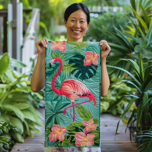 Tropical Flamingo WJ2408040CL Quilted Table Runner