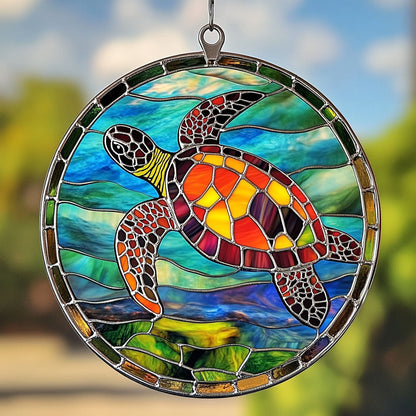 Turtle WJ1110045CL Stained Glass Suncatcher