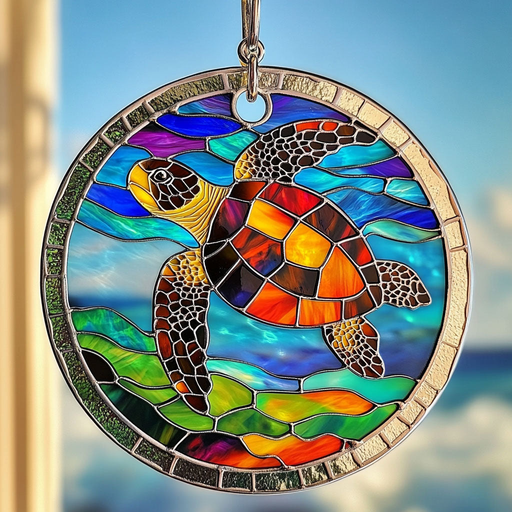 Turtle WJ1210045CL Stained Glass Suncatcher