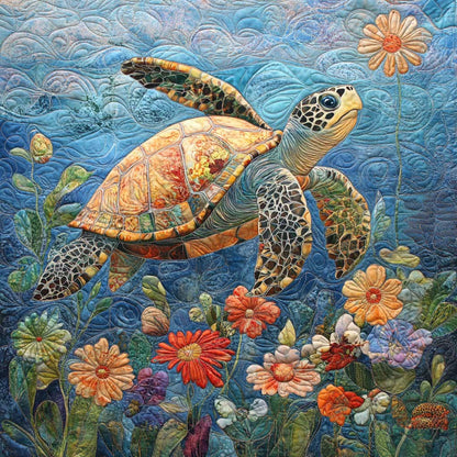 Turtles And Flowers WM0508003CL Quilt