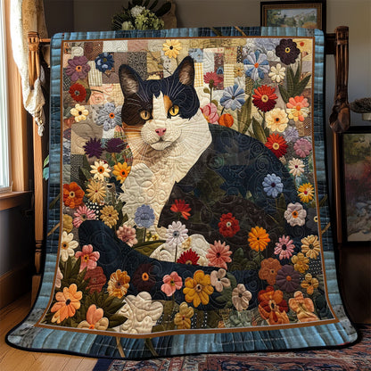 Tuxedo Cat Flowers YR2408003CL Quilt