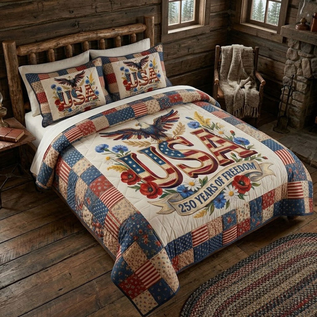 USA 250 Years Of Freedom Floral Heritage WN0404015CL Duvet Cover Set