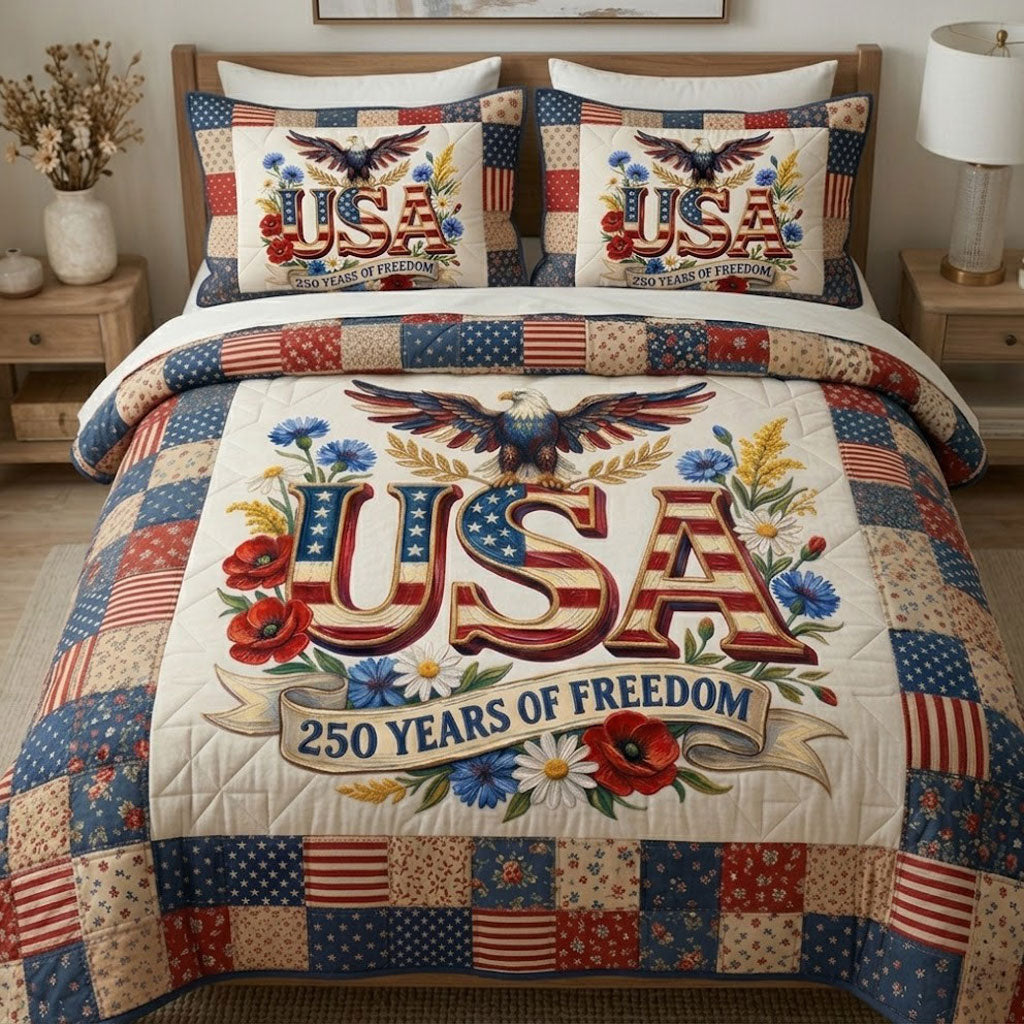USA 250 Years Of Freedom Floral Heritage WN0404015CL Duvet Cover Set