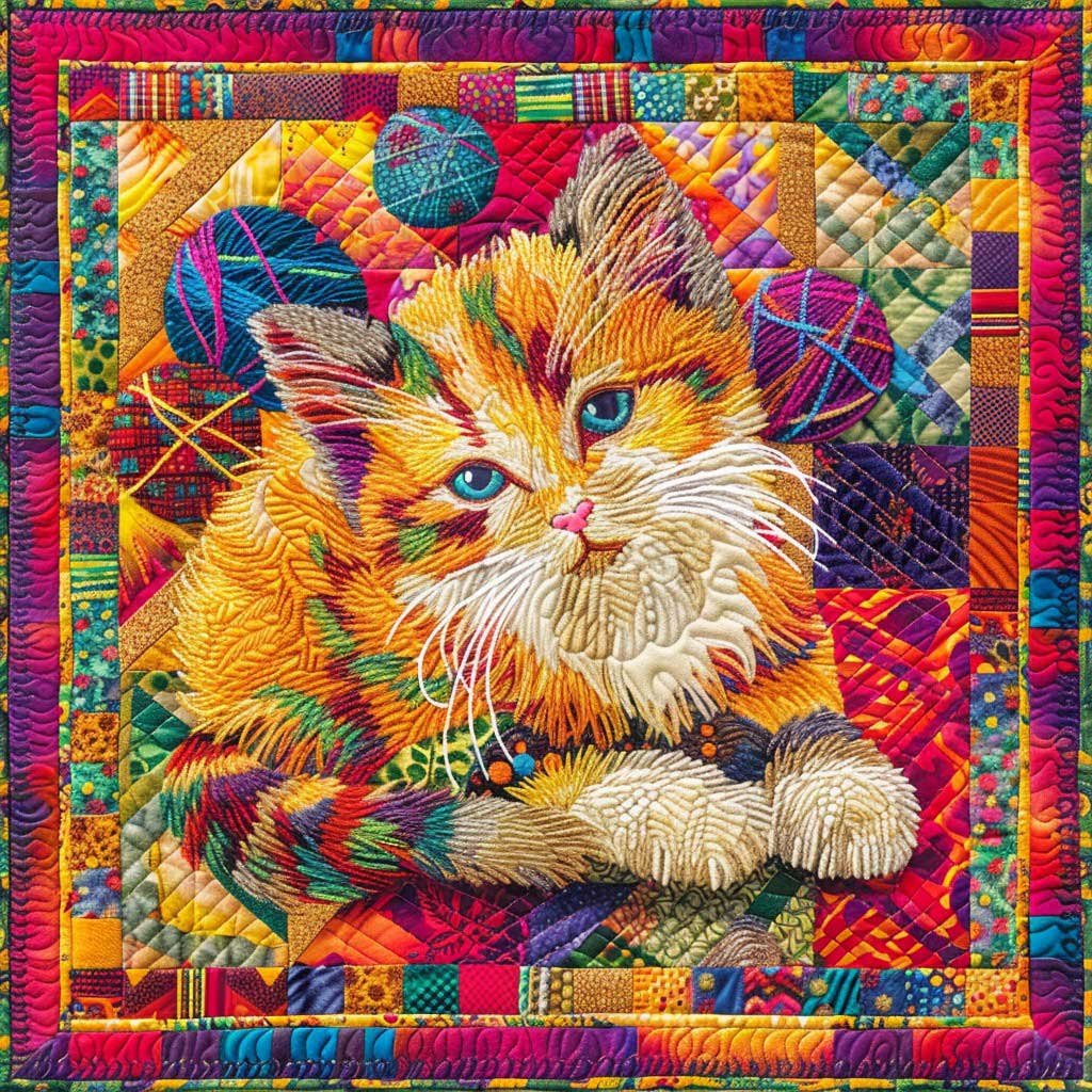 Vibrants Cat And Yarn WM2408037CL Quilt