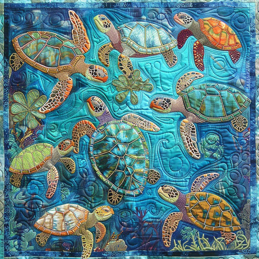 Vivid Turtle Family WM2308021CL Quilt