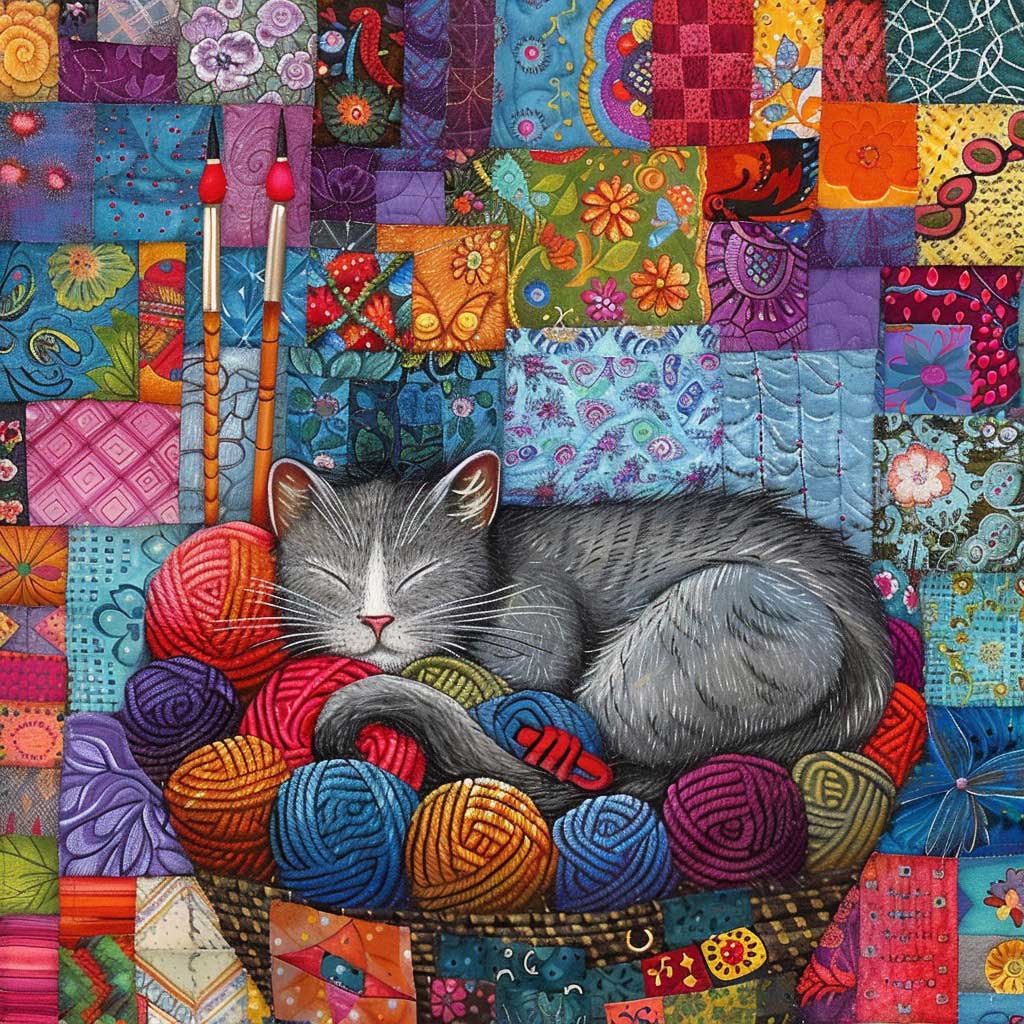 Whimsical Cat Sleeping WM2608005CL Quilt