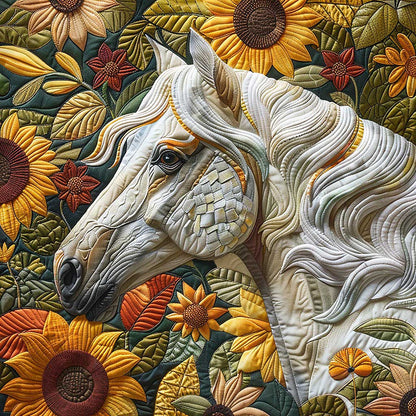 White Horse And Sunflowers WM1408001CL Quilt