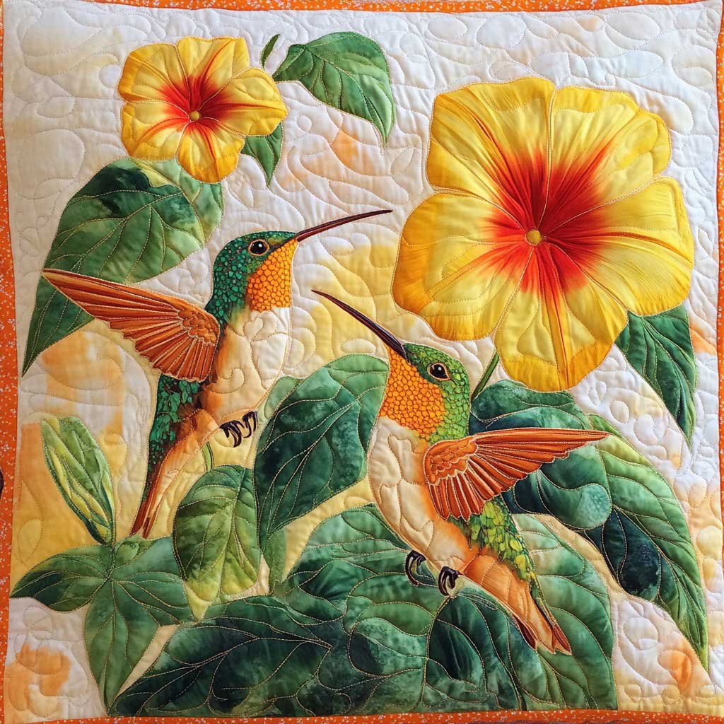 Yellow Hummingbirds WM0308016CL Quilt