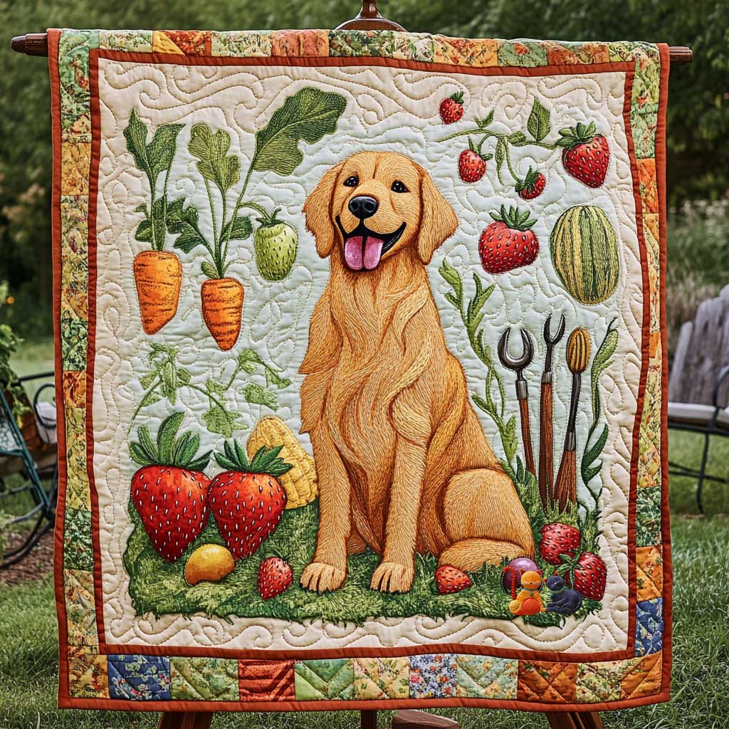 Golden Retriever And Veggies WN0810058CL Quilt