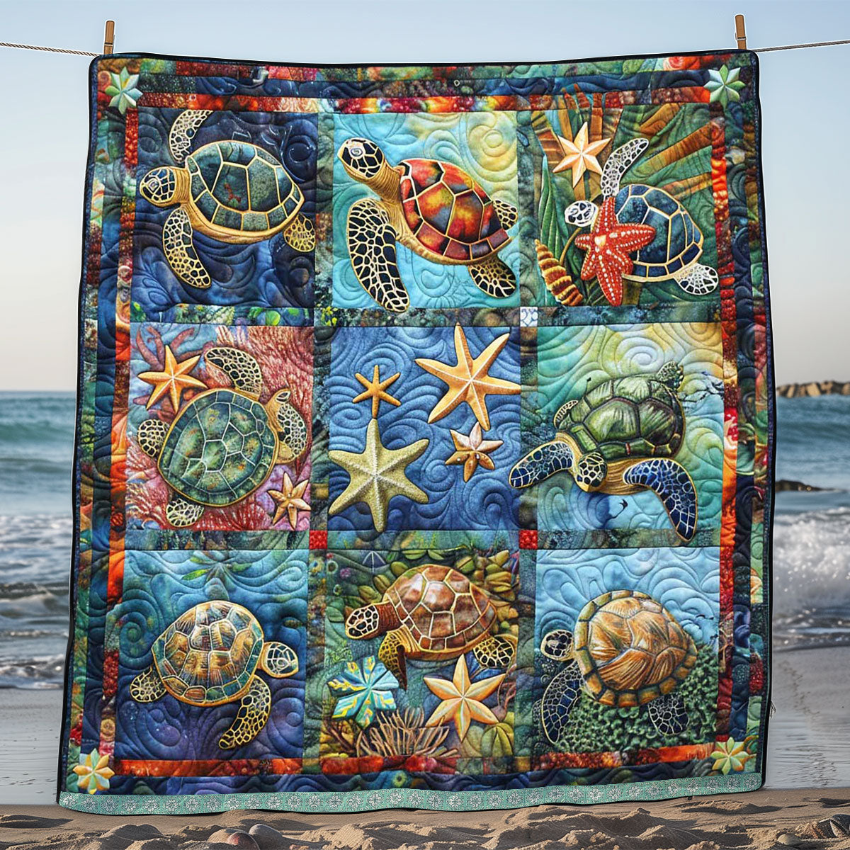 Festival Turtle Starfish WP0509014CL Quilt