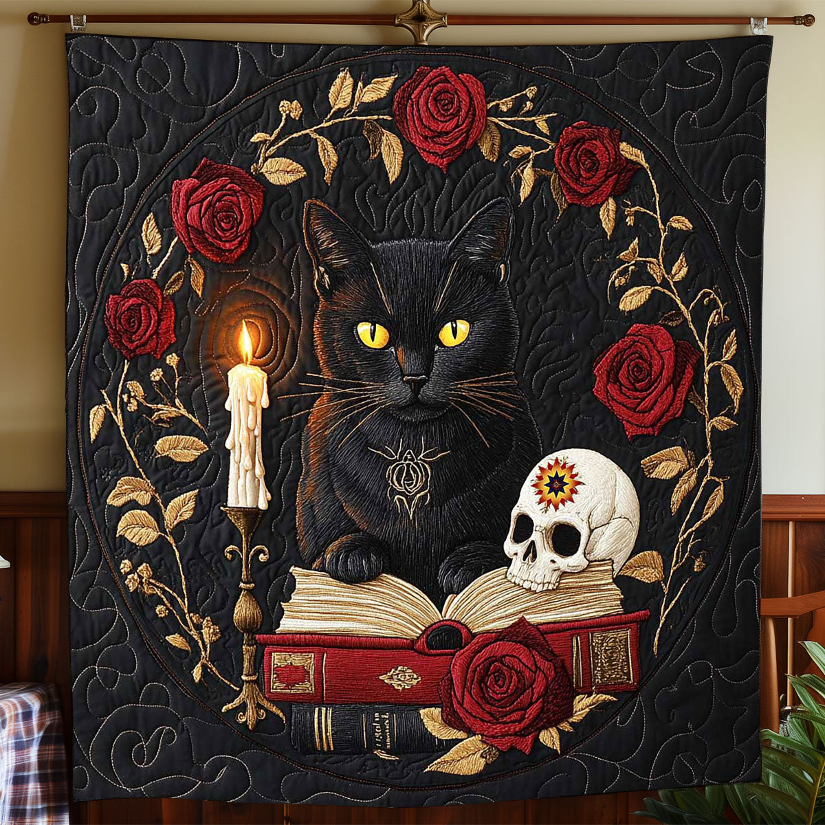 Black Witch Cat WP2112005CL Quilt