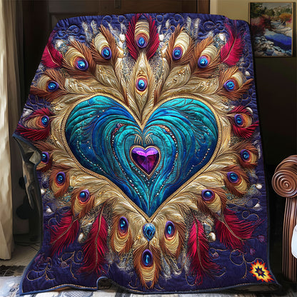 Royal Peacock Feather Heart WY1012048CL Quilt