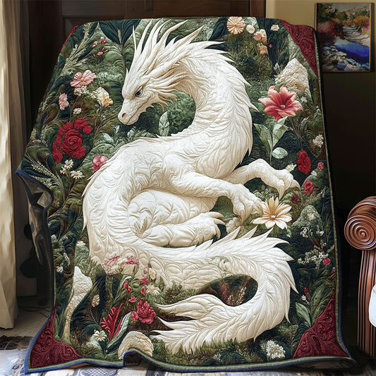 White Dragon In Garden WY1401047CL Quilt