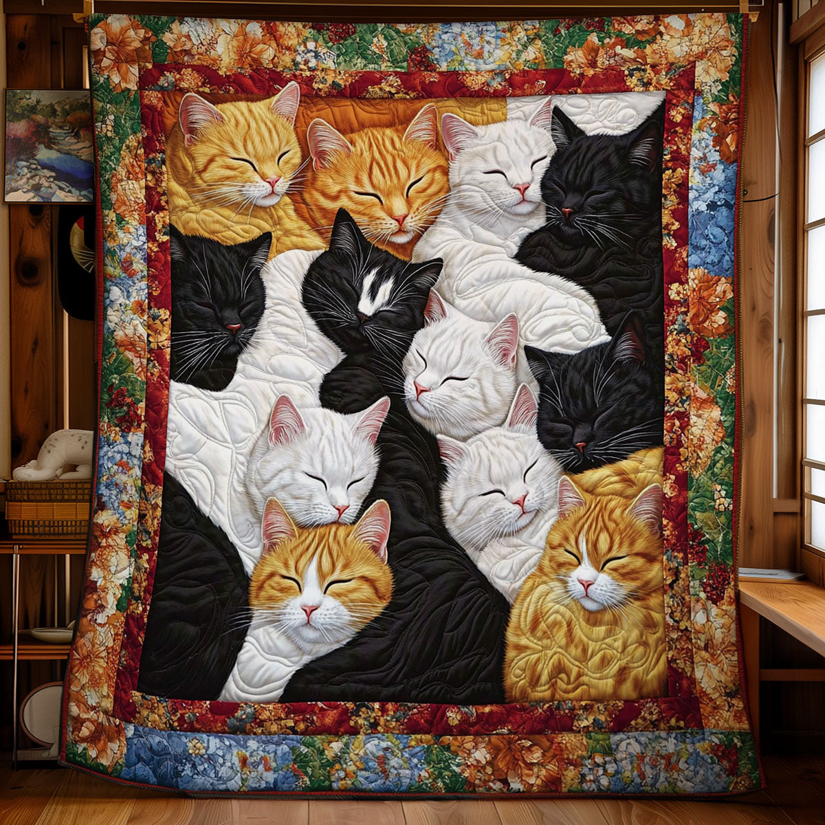 Sleeping Cat Family WY2001101CL Quilt