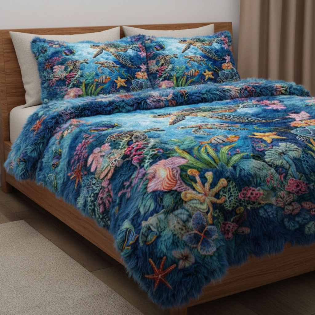 Sea Turtle WJ2701003CL Faux Fur Throw Blanket