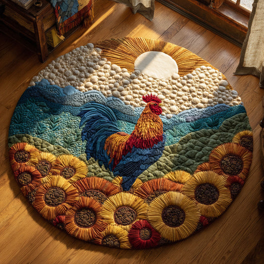 Rooster Sunflower Light CW0810016CL Quilted Round Mat