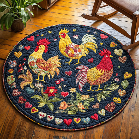 Heartful Rooster WP1403043CL Quilted Round Mat